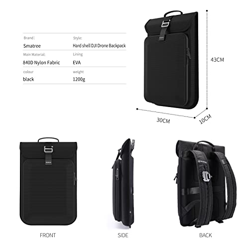 Smatree Waterproof Carrying Backpack for DJI Mini 4 Pro/3 Pro - color: Black/DJI Mini 4 Pro/3 Pro