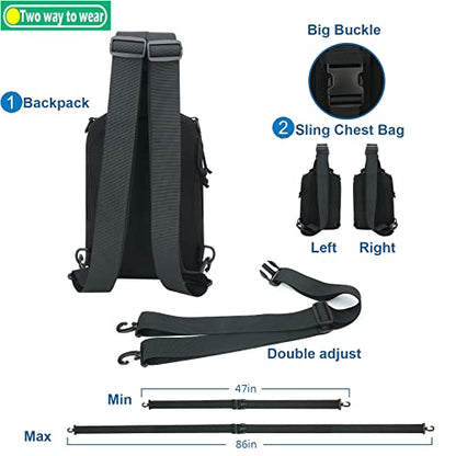 DegeTMVe Dual Pistol Holster Chest Bag Concealed Carry Sling Crossbody Tactical Gun Convertible Backpack Shooting Hunting - color: Black ACU
