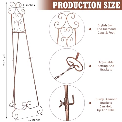 GlikCeil 57" Bronze Metal Scroll Easel Stand for Wedding Sign Display - color: Bronze