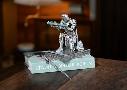 Medieval Templar Vanguard Officer Knight Pen Holder Desk Organizers Silver - color: Silver