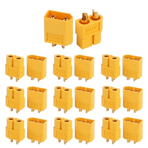 TMH XT60 Connector Plug Set (10 Pairs) – Male & Female – High-Temp Nylon & Gold-Plated Contacts – Ideal for LiPo Batteries, RC Drones, FPV, ESC & DIY Projects - color: 10 Pairs - XT60 (10 Male+10 Female), size: XT60 Connector