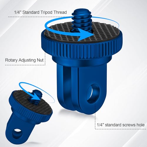 Frienda 4 Pcs Tripod Adapter Compatible with Gopro 1/4-20, Blue - color: Blue