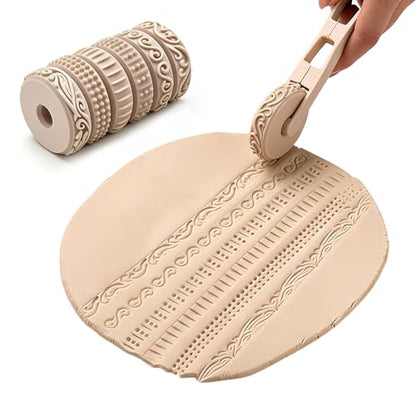 Clay Texture Rollers, 6 Pcs Clay Roller Set for Modeling, Pottery & Craft
