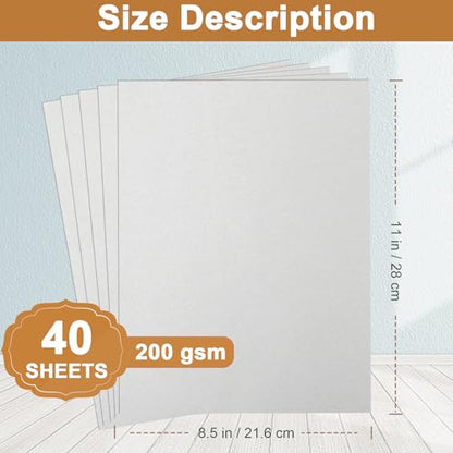 Silunkia 40 Sheets Light Grey Cardstock 8.5 x 11 Crafts Paper 75lb - color: Grey