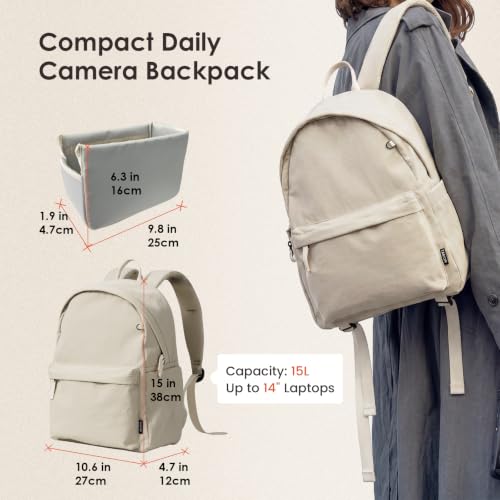 TARION Casual Camera Backpack 15L Urban Photography Bag, Once LT15, Beige - color: Beige