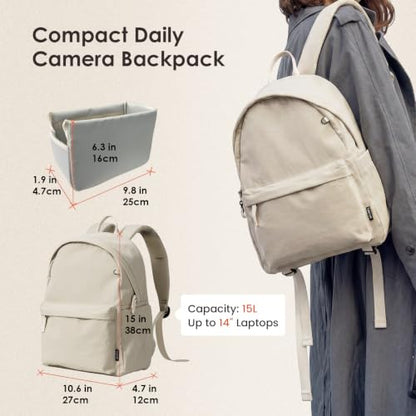 TARION Casual Camera Backpack 15L Urban Photography Bag, Once LT15, Beige - color: Beige