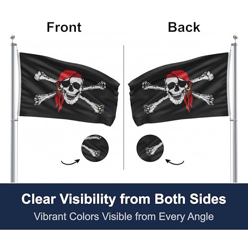 SSK® Pirate Outdoor Flag - Large 3' x 5', Weather-Resistant Polyester - color: Pirate