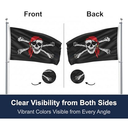 SSK® Pirate Outdoor Flag - Large 3' x 5', Weather-Resistant Polyester - color: Pirate