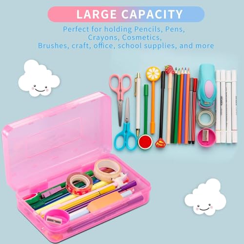 Sooez Pencil Case, Pencil box, Crayon box, Back to School Supplies - color: Clear