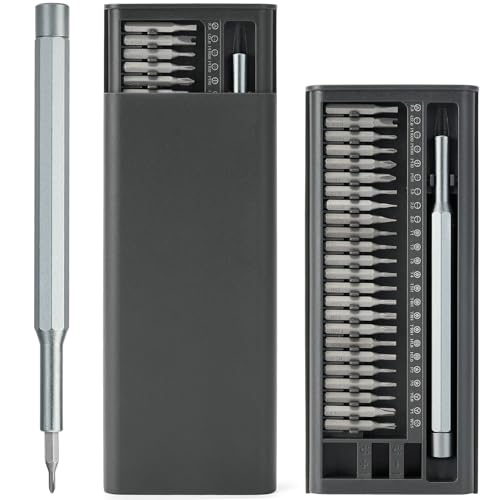 Precision Screwdriver Set, 25-in-1 Magnetic Mini Screwdriver Kit with Torx, Phillips & Flathead Bits for Electronics Repair, Laptop, Phone, Watch, PC, Gray