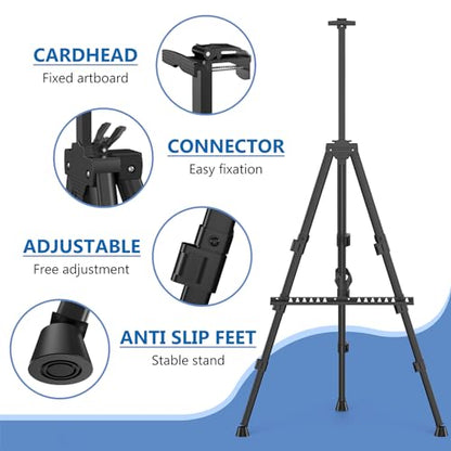 Art Painting Display Easel Stands - Portable Adjustable Floor Artist Easels - style: Black - 4pack