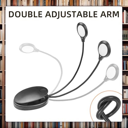 Flylin 8 LED Music Stand Light, Dual Arm 3 Brightness Levels Black Battery