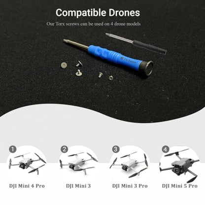 iMusk 5 pcs Original Pivot Hinge Torx Screws for DJI Mini 3/4/5 Pro Drones (3 pcs for Drone Body Securing and 2 pcs for Front Arm Securing), T5/T4 Screwdriver Included