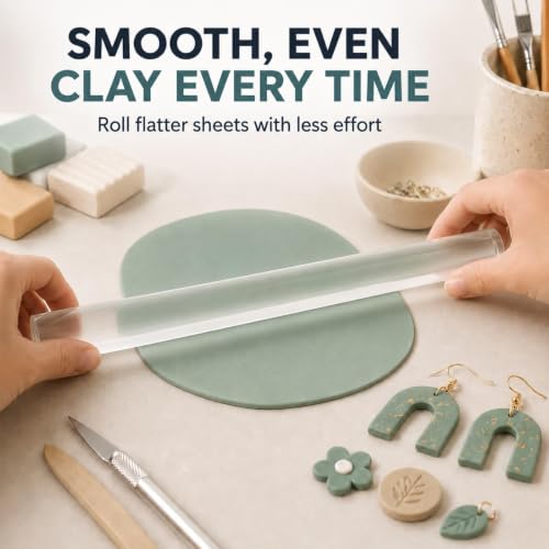 DIYOOHOMY 11.8" Acrylic Rolling Pin, Polymer Clay, Baking, Fondant Tools - color: clear-1