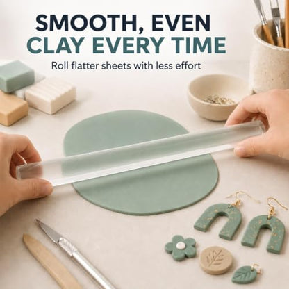 DIYOOHOMY 11.8" Acrylic Rolling Pin, Polymer Clay, Baking, Fondant Tools - color: clear-1