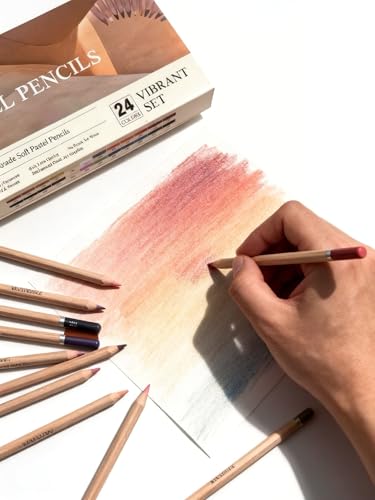 24‑Color Soft Pastel Pencils, Professional Artist Drawing Pencils - color: Brown