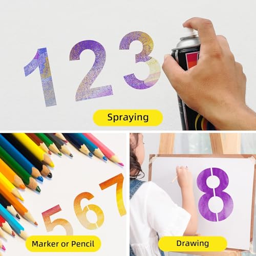 4 Inch Number Stencils Plastic Number Stencils Reusable Digital Painting Templates for Cake Stencil Address Templates - size: 4 Inch
