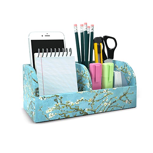PU Leather Supply Organizer,Remote Control Holder Multifunctional Office Stationery Storage Box Organizer,Pencil Holders Organizers Table Top Desktop Desk Accessories(1-Peach Blossom) - color: 1-Peach Blossom2
