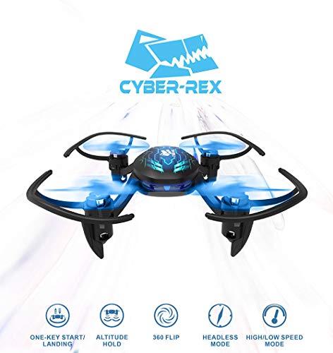 Cyber-Rex Mini RC Drone Kit for Kid Beginners and Adults, 2 Speed Level, 360 Flip, One Push Start, Altitude Control, 2 Modes Quadcopter for Beginners