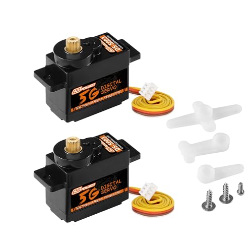 2PCS 5g Micro Digital Servo, Mini Servo, Metal Gears, Coreless Motor Servos for 1/28 RC Car Airplane Fixed-Wing Robot Helicopter Planes Part (JST1.25) - color: Jst1.25
