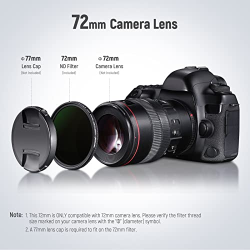 NEEWER 72mm HD Variable ND Filter ND2-ND32 (1-5 Stops) No X Cross/Optical Glass/30 Layer Nano Coated/Ultra Slim Aluminum Alloy Frame/Water Repellent/Anti Scratch Adjustable Neutral Density Filter - size: 72mm, style: HD ND2-ND32