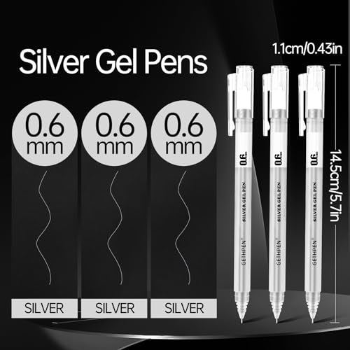 GETHPEN 3-Pack Silver Gel Pens, 0.6mm Fine Point Opaque Archival Ink Pens - size: 0.6 mm, style: 3 Pack Silver