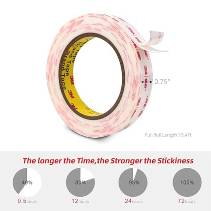 3M Double Sided Tape 3/4''x15.4Ft White Heavy Duty - color: White, size: 0.75''×15.4Ft