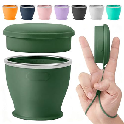 Collapsible Travel Cup, Foldable Water Cup with Lid, for Travel - color: Army Green