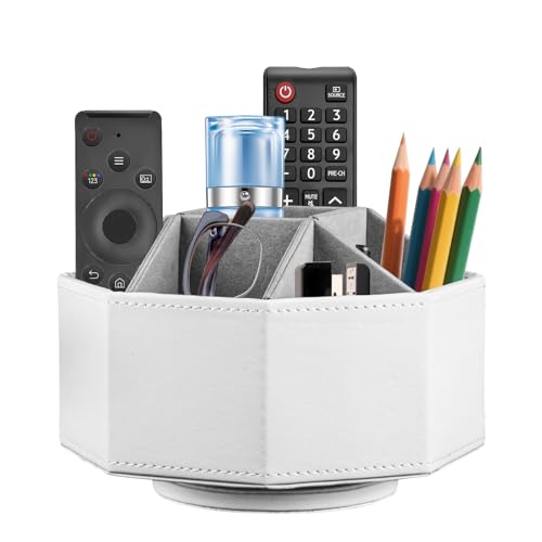 360° Spinning Remote Control Holder,Pen Caddy,Studio Art Supplies Organizer - color: White
