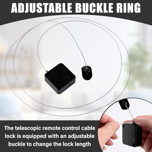 6.5 Ft Retractable Remote Control Tether Lock, Security Lanyard Lock with Adjustable Cable Leash Length Clasp for TV Remote, Game Conntroller, Tablets Showroom (2 PCS)