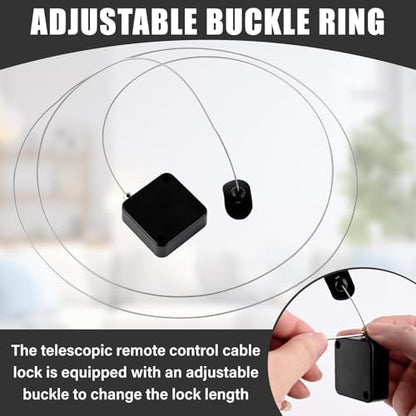 6.5 Ft Retractable Remote Control Tether Lock, Security Lanyard Lock with Adjustable Cable Leash Length Clasp for TV Remote, Game Conntroller, Tablets Showroom (2 PCS)
