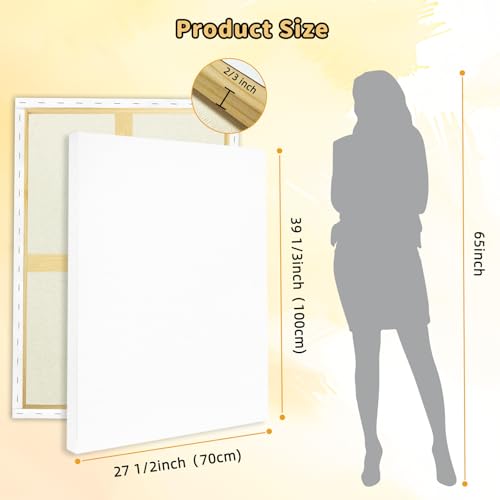 2-Pack 28x40 Large Stretched Canvas 380gsm Cotton for Oil & Acrylic - size: 2PK - 28"x40"