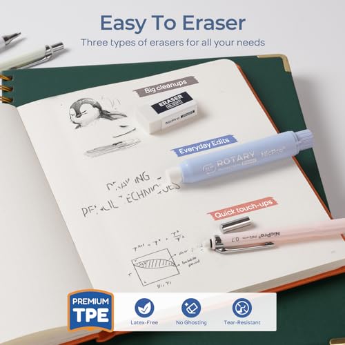Nicpro Cute Mechanical Pencil Set, 4PCS 0.7mm Pastel Drafting Pencils - style: 0.7mm