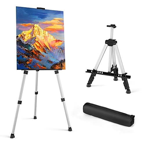 Art Painting Display Easel Stand - Silver Adjustable Floor Artist Easel - style: Silver - 1pack