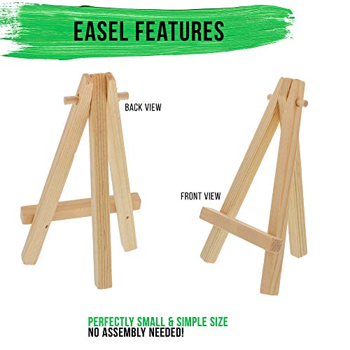 U.S. Art Supply 8" High Small Natural Wooden Easel A-Frame Canvas, 6-Pack