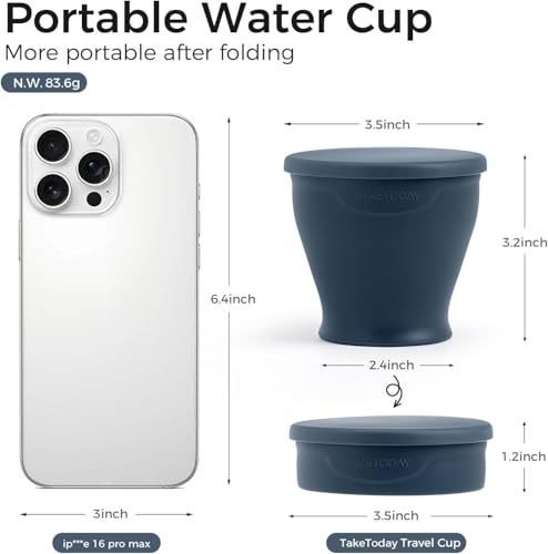 TakeToday Collapsible Cup 8 oz, Foldable with Lid for Travel, Charcoal - color: Charcoal