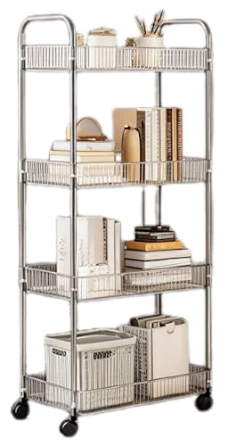 Sooyee Clear 4-Tier Plastic Rolling Utility Cart with Wheels - color: Clear, size: Wide 4 Tier