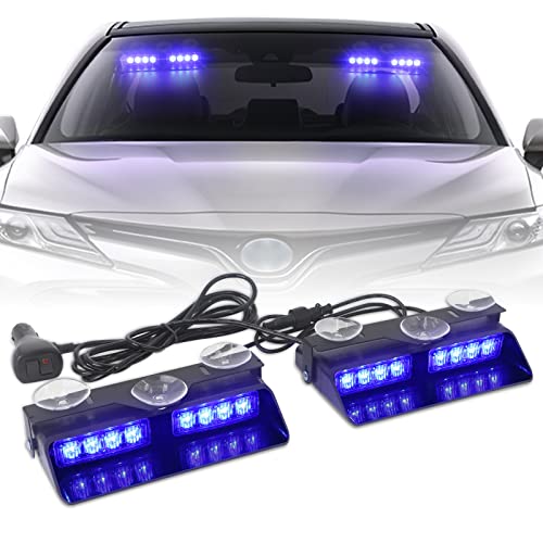 XRIDONSEN 2 in1 Dash Strobe Lights Interior Windshield Lights - color: Blue