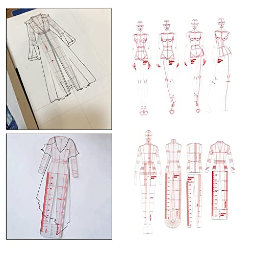 DYNWAVE 8 Pcs French Curve Template Ruler Set,Sewing Humanoid Patterns Design for Dressmaking, Tailoring, Fashion Designing