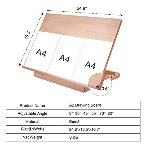 Miratuso Large Drawing & Sketching Board, Art Tabletop Easel Painting Easel - style: A2