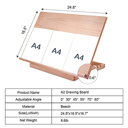 Miratuso Large Drawing & Sketching Board, Art Tabletop Easel Painting Easel - style: A2