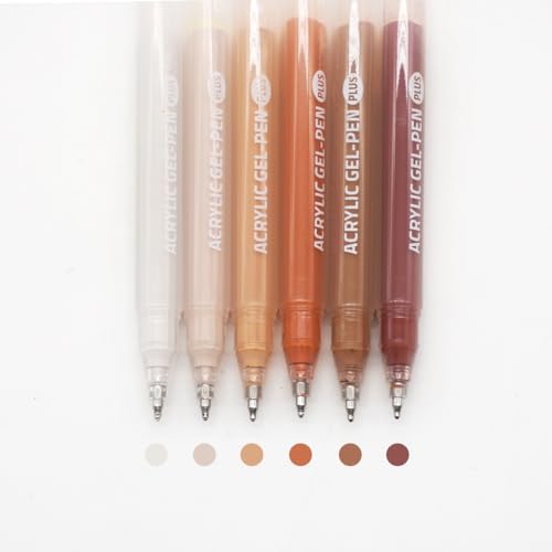 Acrylic Gel Pens for Coloring, 6 Pack 1.0mm Fine Point Gel Pen Set - color: Maillard