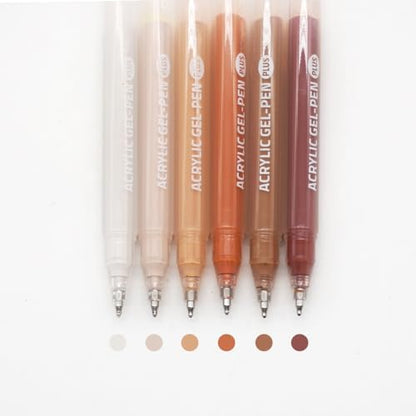 Acrylic Gel Pens for Coloring, 6 Pack 1.0mm Fine Point Gel Pen Set - color: Maillard