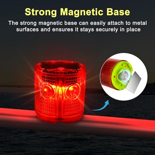 Aolyty Solar Strobe Warning Light, Magnetic Base, 360° Visible, Blue - color: Blue