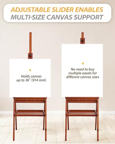 Painting Easel Stand with Storage Tray, 57"-72" Height Adjustable Art Easel - color: Walnut