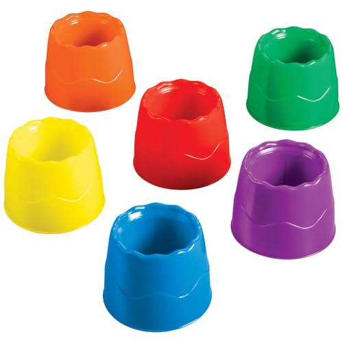 Prang No-Spill Painting Classroom Water Pots, 4.5"W x 3.5"H, 6 Assorted Colors, 6 Count