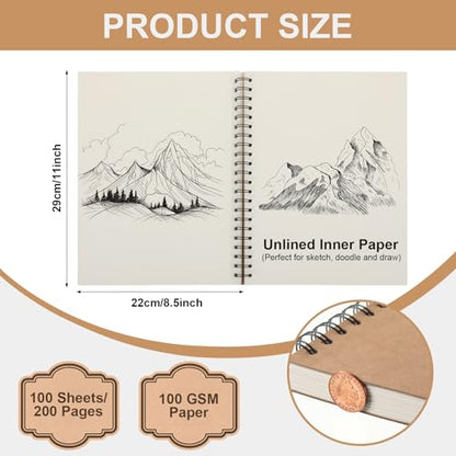 PerKoop 6 Pcs 8.5"x11" Spiral Sketch Books Sketch Pads, White - color: White, size: 8.5"x11"