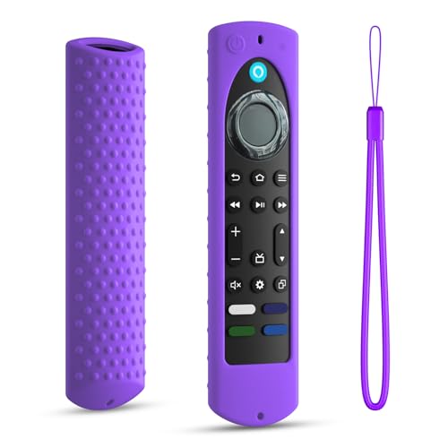 6.4 Inch Silicone Cover Compatible with Fire TV Stick 4K Max 2nd gen 2023 Remote Control,Silicone Case for Toshiba/Insignia Smart TV Remote Anti-Slip Sleeve Cover with Lanyard(Purple) - color: PURPLE
