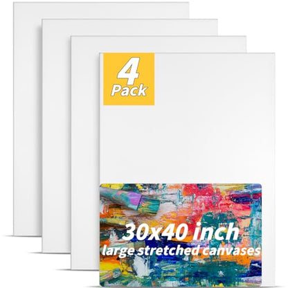 Oleitodh 4 Pack Stretched Canvas 30x40 Inch 100% Cotton Painting Canvas - size: 30" x40"-4 Pack
