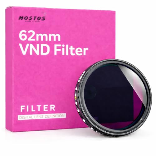 MOSTOS® - Variable ND Filter ND2 to ND400 (1–9 Stop) Adjustable Neutral Density Filter for DSLR & Mirrorless Cameras (62mm VND Filter) - size: 62mm VND Filter